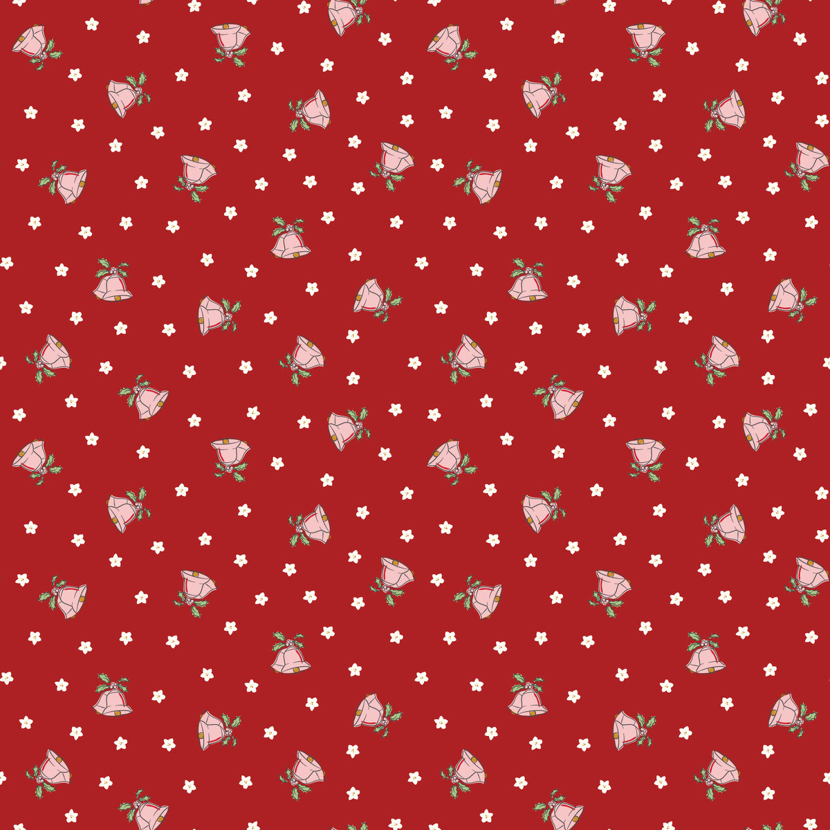 Mistletoe & Holly Barn Red Scattered Bells