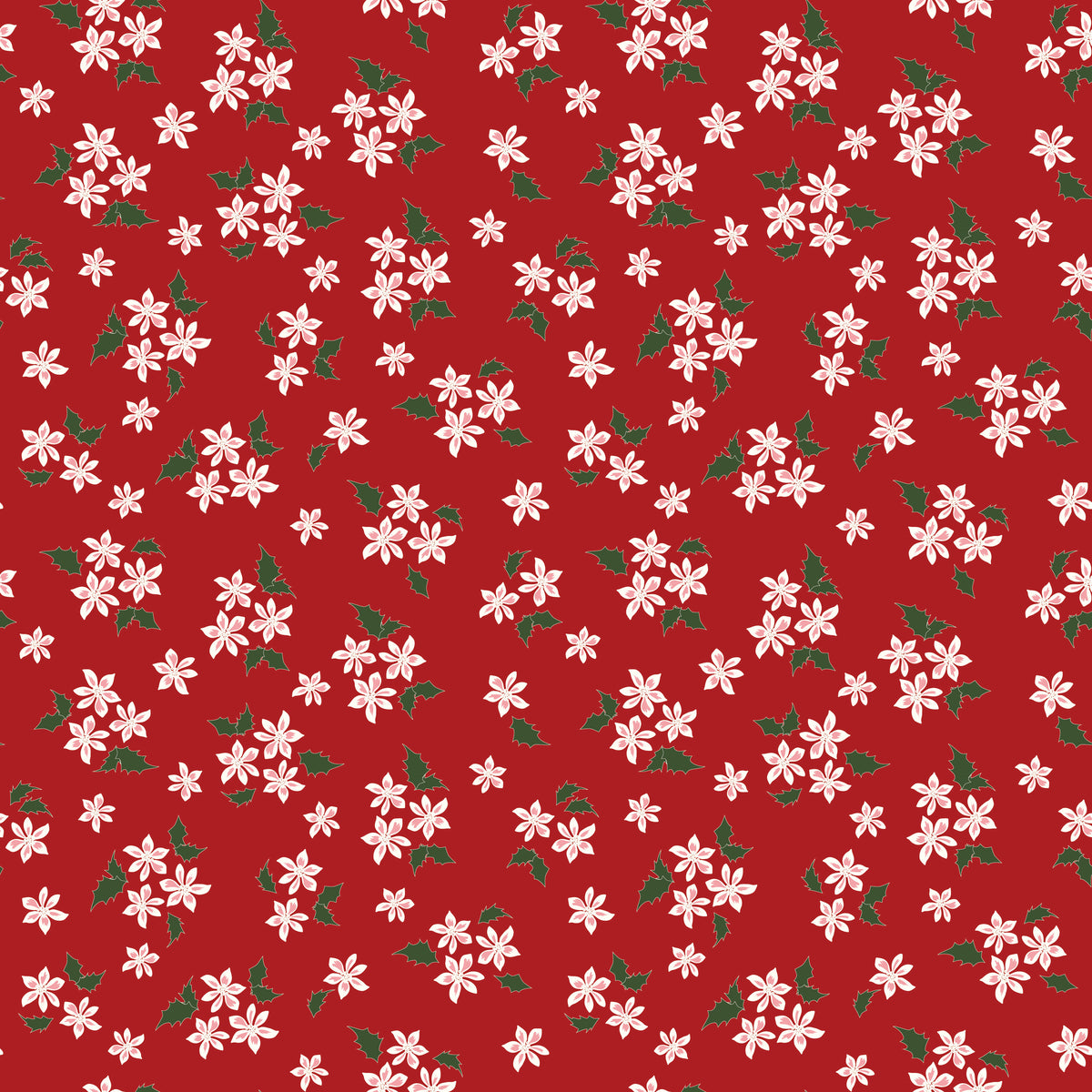 Mistletoe & Holly Barn Red Floral