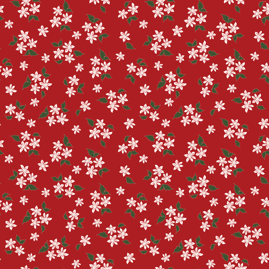 Mistletoe & Holly Barn Red Floral