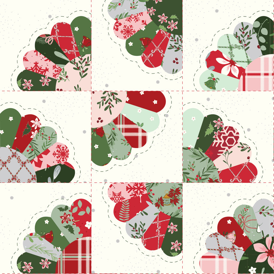 Mistletoe & Holly Cloud Dresden Fan