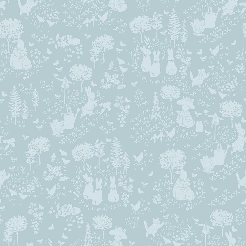CD17251Blue Lettuce Patch Peter Rabbit™ and Benjamin Bunny™ 1/2m