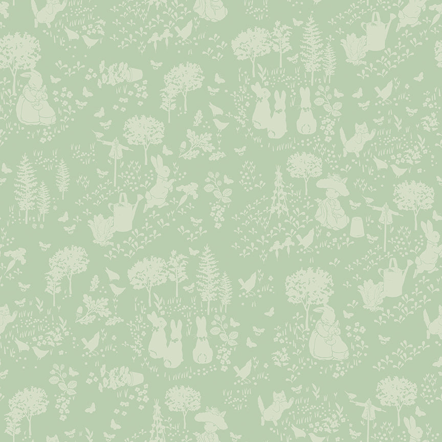 CD17251Green Tonal Peter Rabbit™ and Benjamin Bunny™ 1/2m