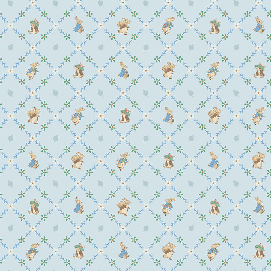 CD17254Blue Lattice Peter Rabbit™ and Benjamin Bunny™ 1/2m