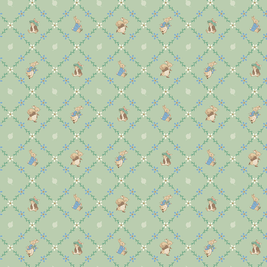 CD17254Green Lattice Peter Rabbit™ and Benjamin Bunny™ 1/2m