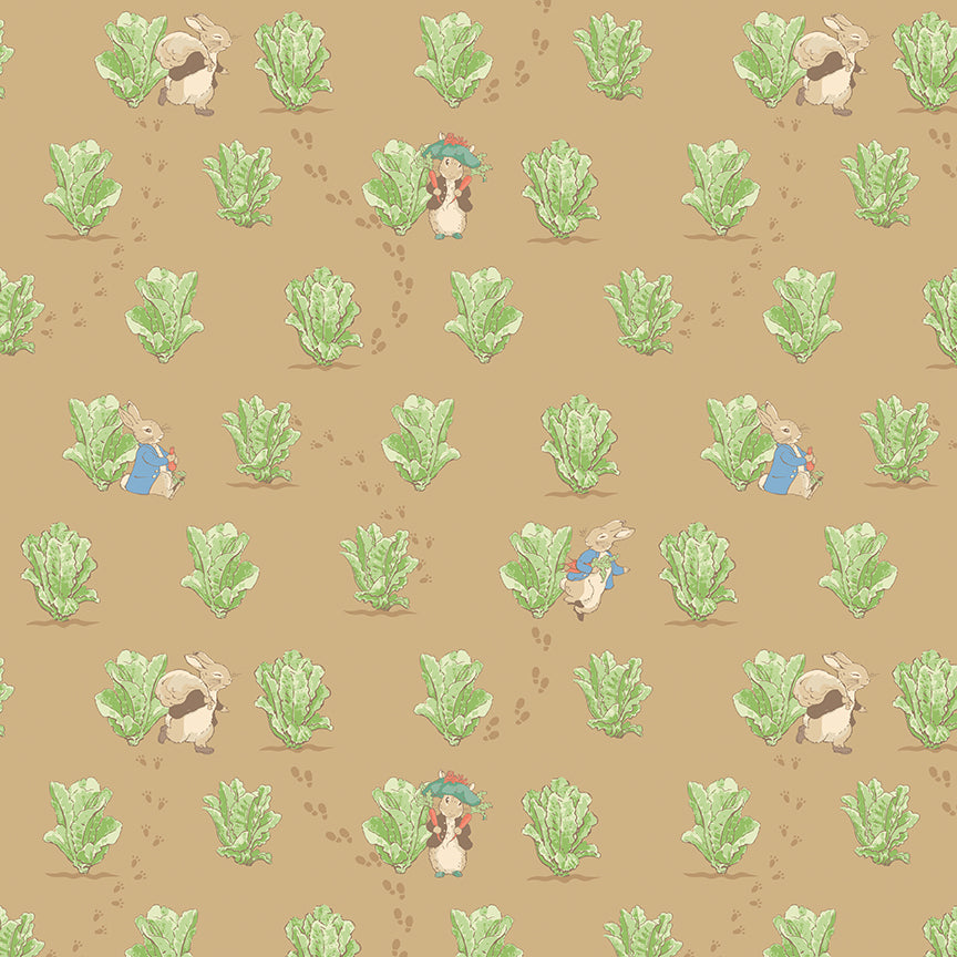 CD17253Tan Lettuce Patch Peter Rabbit™ and Benjamin Bunny™ 1/2m