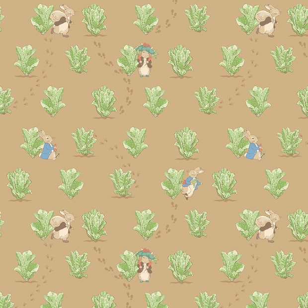 CD17253Tan Lettuce Patch Peter Rabbit™ and Benjamin Bunny™ 1/2m
