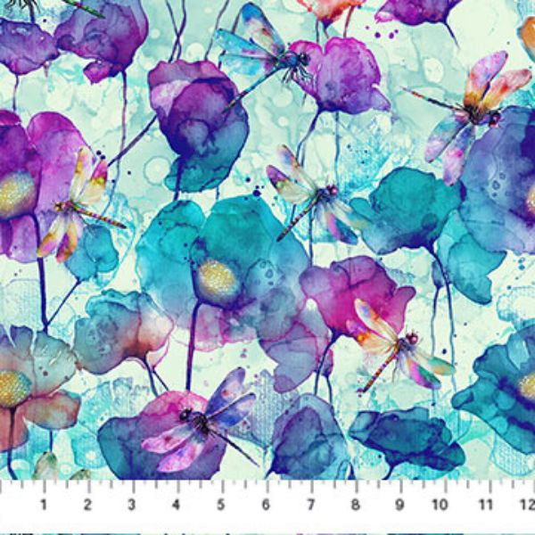 Northcott - Dragonfly Dance Seafoam Multi 1/2m