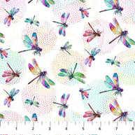 Northcott - Dragonfly Dance White Multi 1/2m