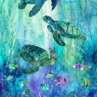 Coral Reef DP28875-66 Turquoise Panel by Deborah Edwards and Melanie Samra for Northcott Fabrics - Panel