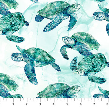 Coral Reef DP28878-10 White by Deborah Edwards and Melanie Samra for Northcott Fabrics 1/2m