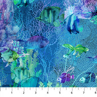Coral Reef DP28879-48 Navy by Deborah Edwards and Melanie Samra for Northcott Fabrics 1/2m