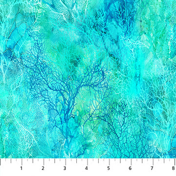 Coral Reef DP28881-66 Turquoise by Deborah Edwards and Melanie Samra for Northcott Fabrics 1/2m