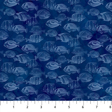 Coral Reef DP28884-48 Navy by Deborah Edwards and Melanie Samra for Northcott Fabrics 1/2m