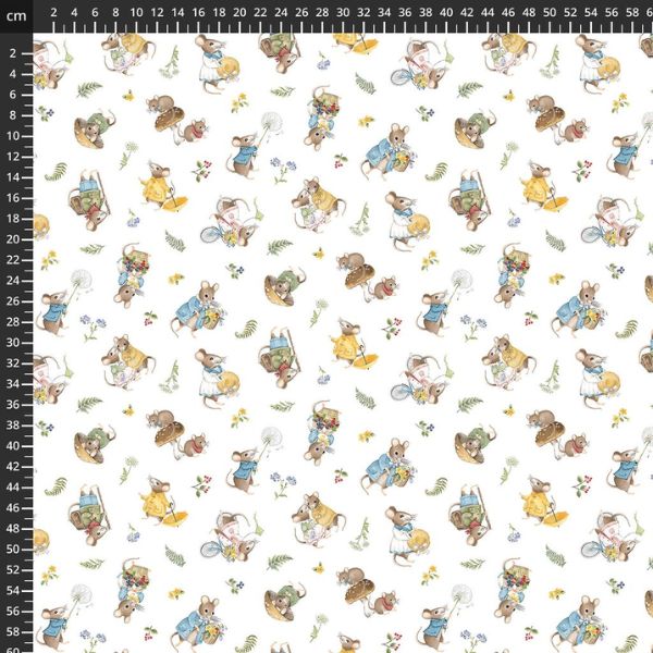 DP29007-10 Toss Mice White, Country Mouse by Deborah Edwards 1/2m