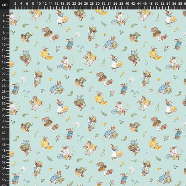 DP29007-42 Toss Mice Blue, Country Mouse by Deborah Edwards 1/2m