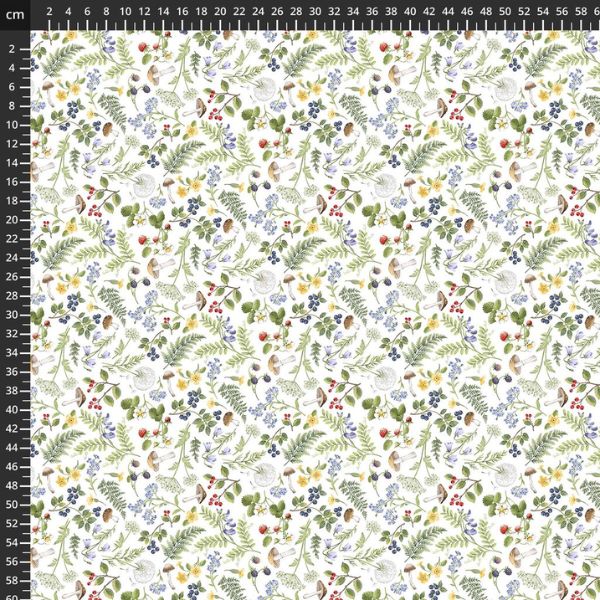 DP29009-10 Floral Fern Toss White, Country Mouse by Deborah Edwards 1/2m