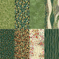 8 Fat Quarter Pack of Golden - Greens by Makower UK