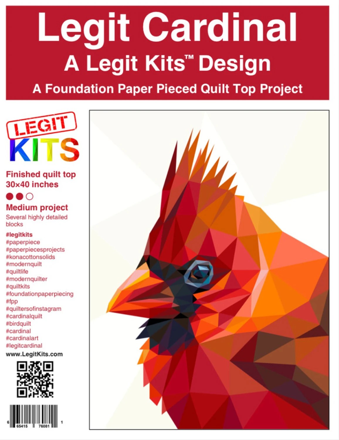 LK-PT028 Legit Cardinal Foundation Paper Pieced Pattern