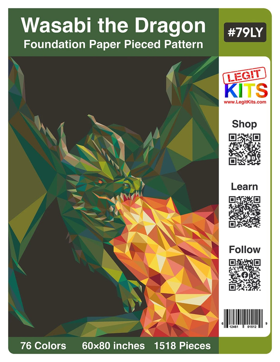 LK-PT079-LY Wasabi The Dragon Foundation Paper Pieced Pattern