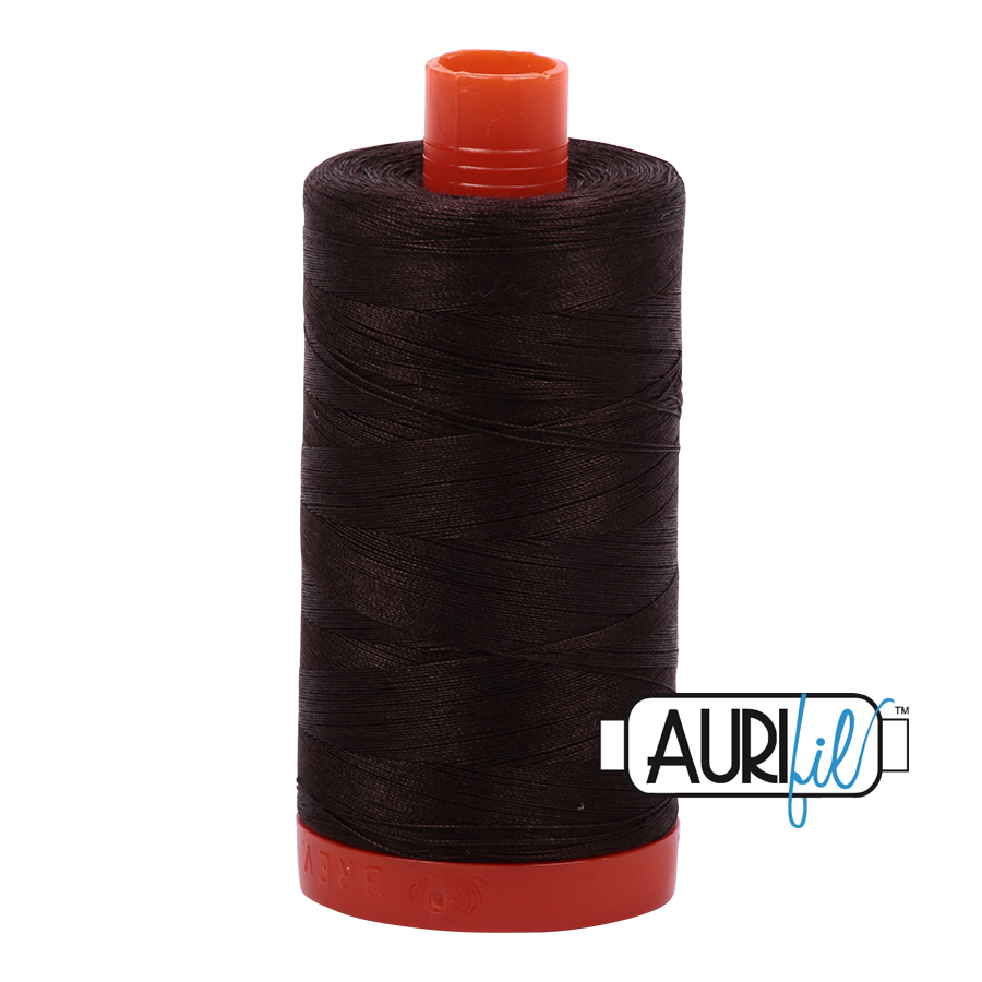 Aurifil 50wt Cotton Thread - 1130 Very Dark Bark 1300m