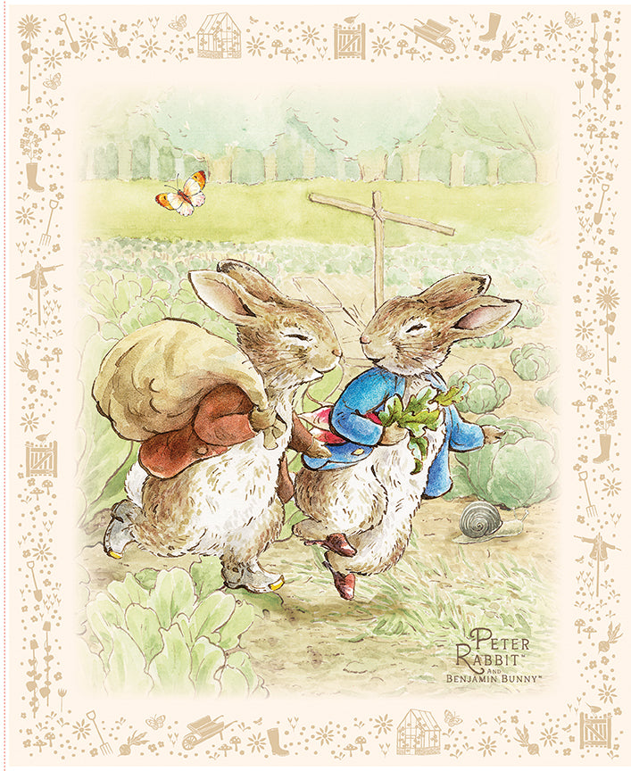 PD17255-PANEL, Peter Rabbit™ and Benjamin Bunny™ Quilt Panel