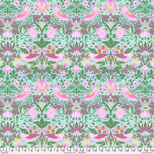 Free Spirit - Kaffe Fassett x Morris & Co - Strawberry Thief  Aqua