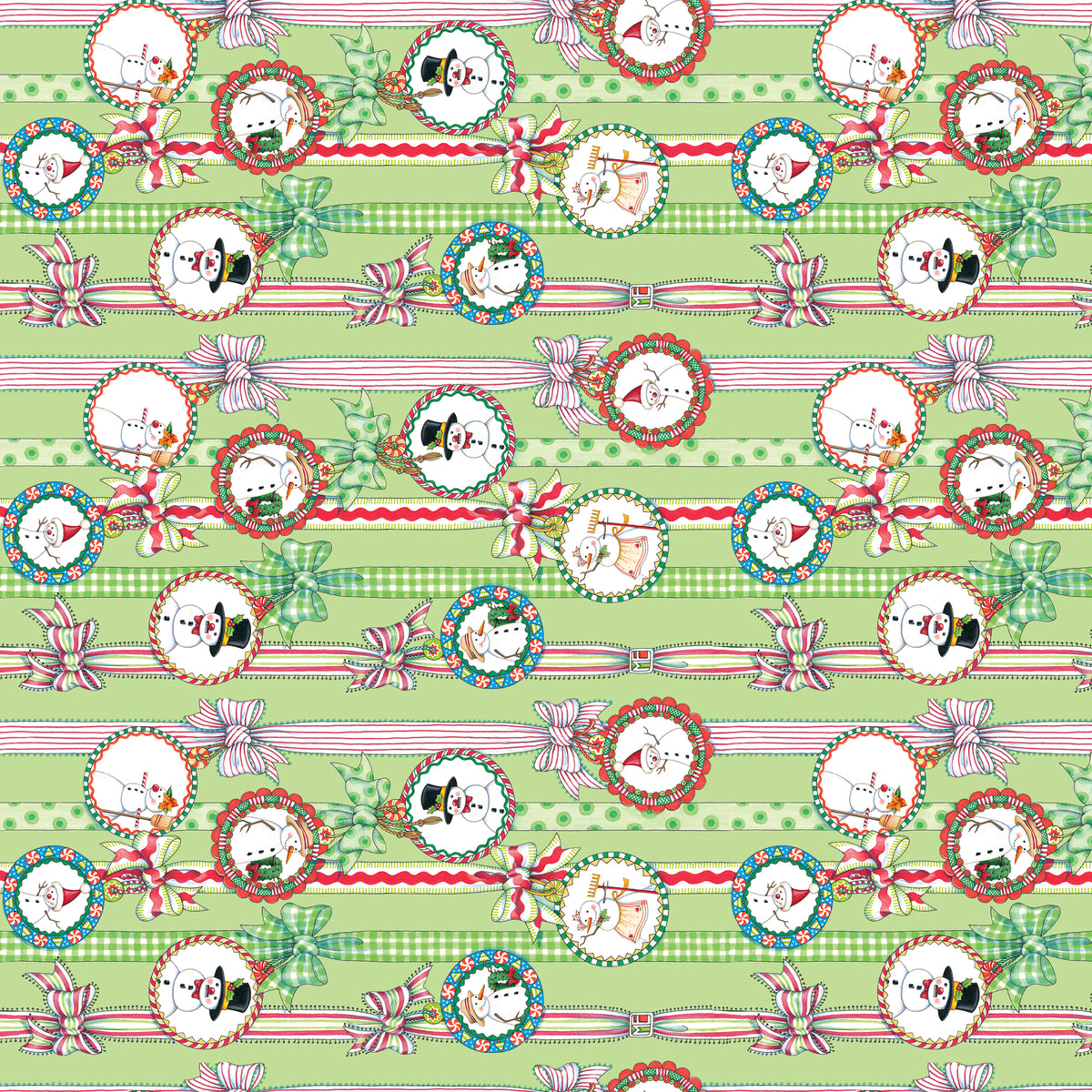So Much Joy! Snow People Ribbon Lime