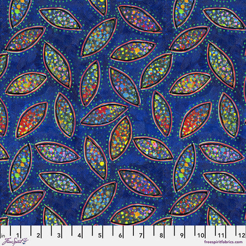 Free Spirit - Paper Trees Leaf Pile Blue 1/2m