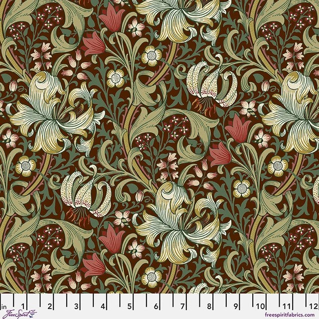 PWWM028.Ruby Golden Lily, Suffolk Holiday Collection by Morris & Co 1/2m