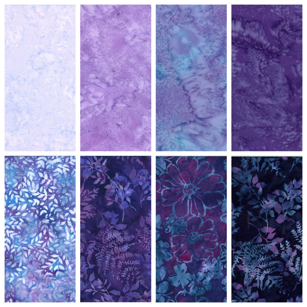 Violet Waves 8 Fat Quarter Bundle Hoffman Fabrics