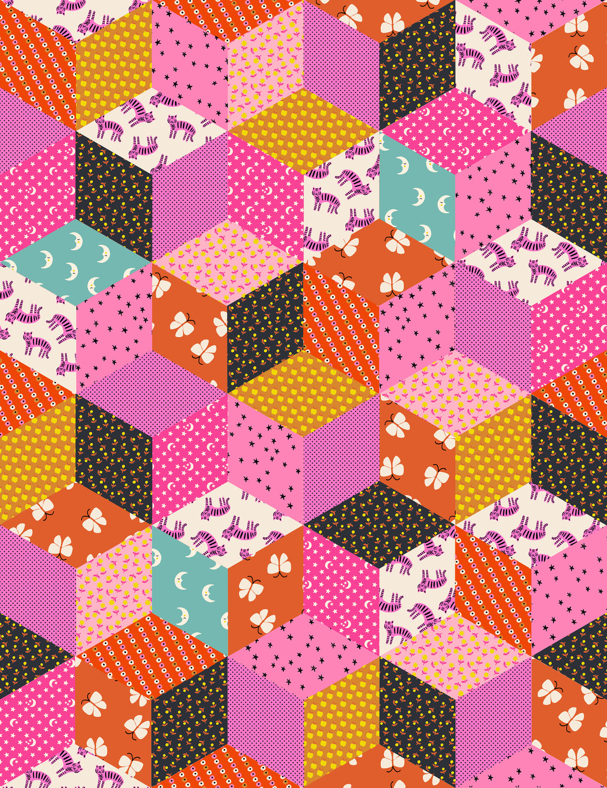Ooh Lucky Lucky Tumbling Blocks Lucky Pink