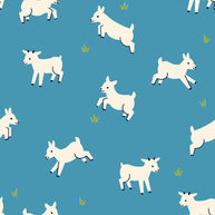 Animal Animal Baby Goats Vintage Blue