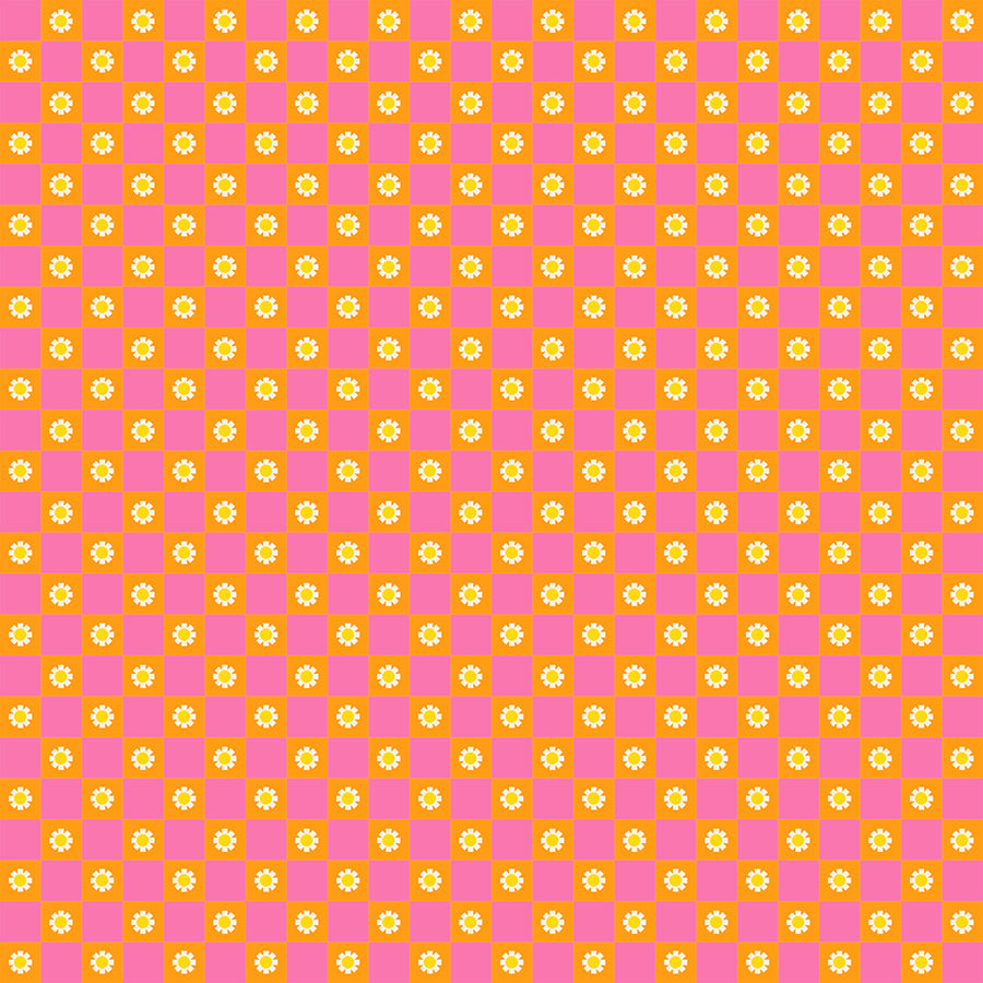 Animal Animal Flower Check Orange