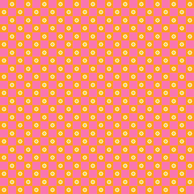 Animal Animal Flower Check Orange