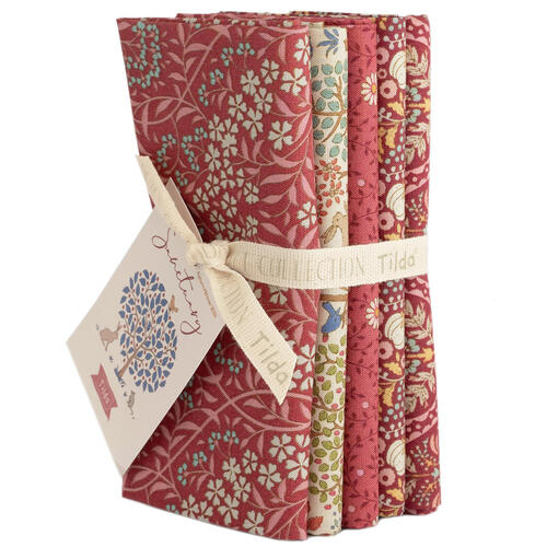 Tilda Fabrics - Sanctuary 5FQ Set Maroon and Rhubarb