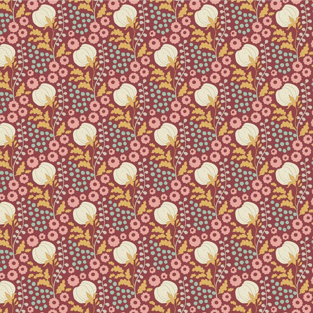 Tilda Fabrics - Sanctuary Cottonfield Maroon 1/2m