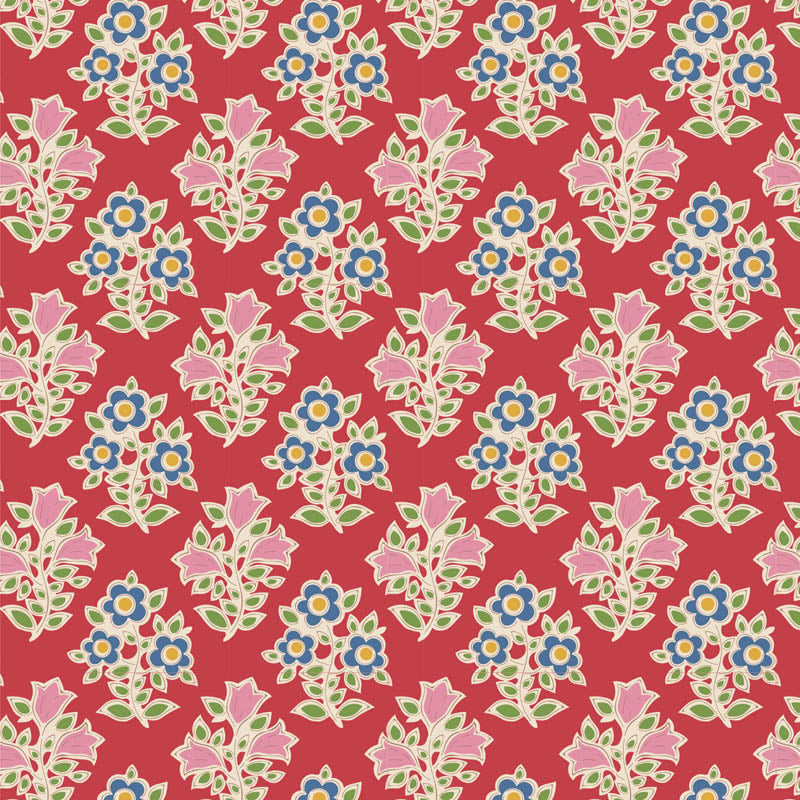 Tilda Fabrics - Farm Flowers Red 1/2m